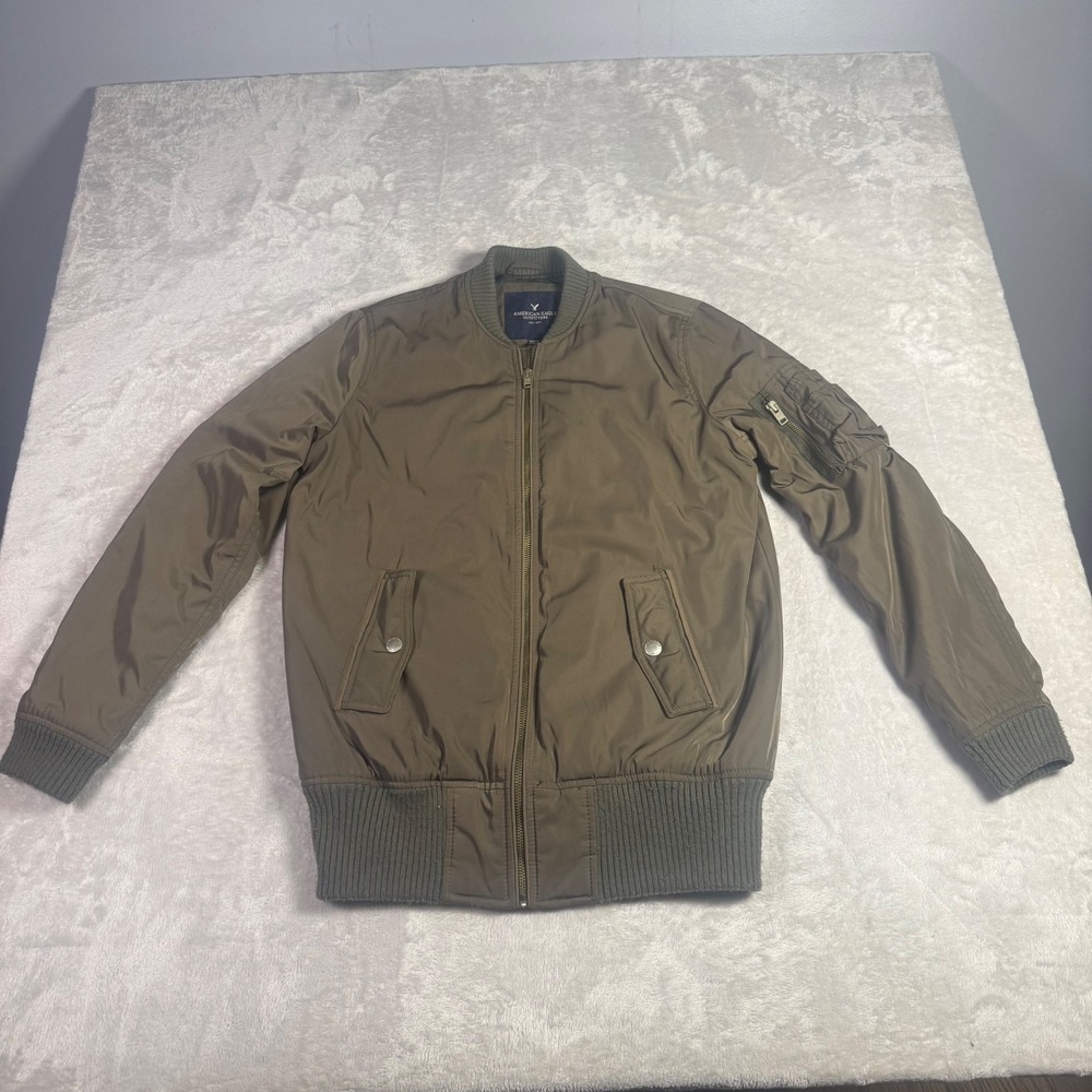American Eagle Outfitters Womens Bomber Jacket Olive Green Small‎ Puffer Flight